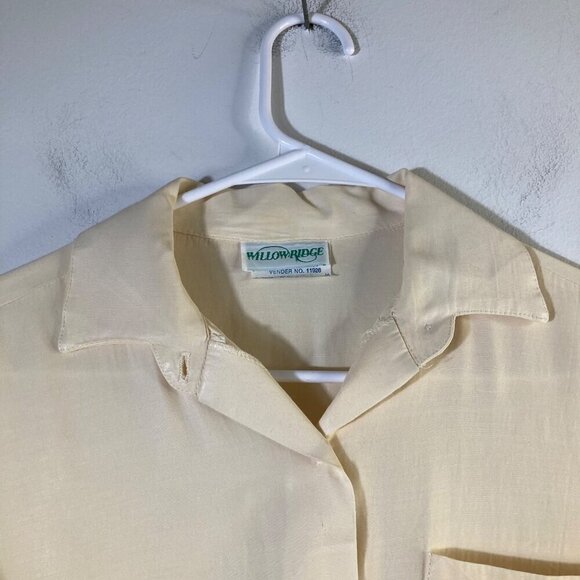 Womens Vintage Willowridge Button Shirt Cream M Acetate Rayon Made in USA - Picture 4 of 9